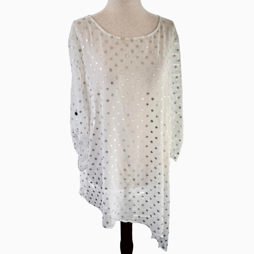 White & Gold Polka Dot Top